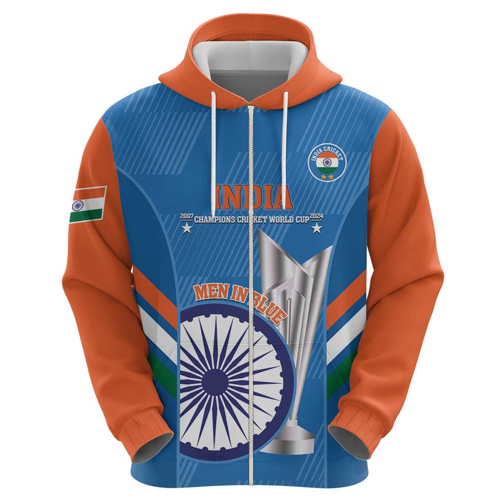 Custom India Cricket Hoodie 2nd Champions World Cup Men In Blue - Wonder Print Shop
