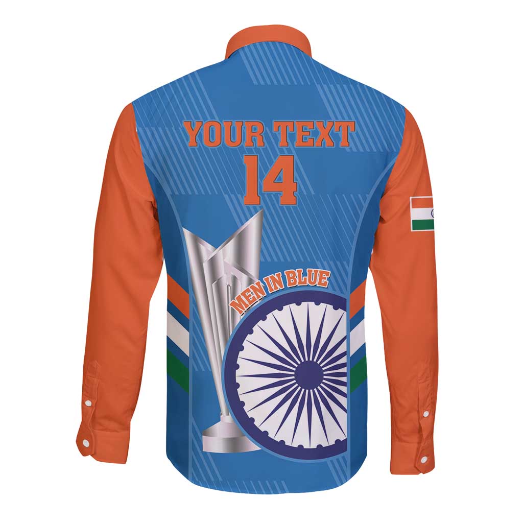 Custom India Cricket Long Sleeve Button Shirt 2nd Champions World Cup Men In Blue - Wonder Print Shop