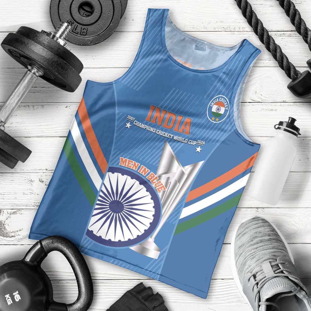 Custom India Cricket Men Tank Top 2nd Champions World Cup Men In Blue - Wonder Print Shop
