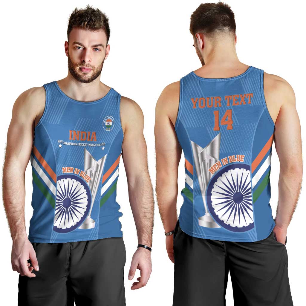 Custom India Cricket Men Tank Top 2nd Champions World Cup Men In Blue - Wonder Print Shop