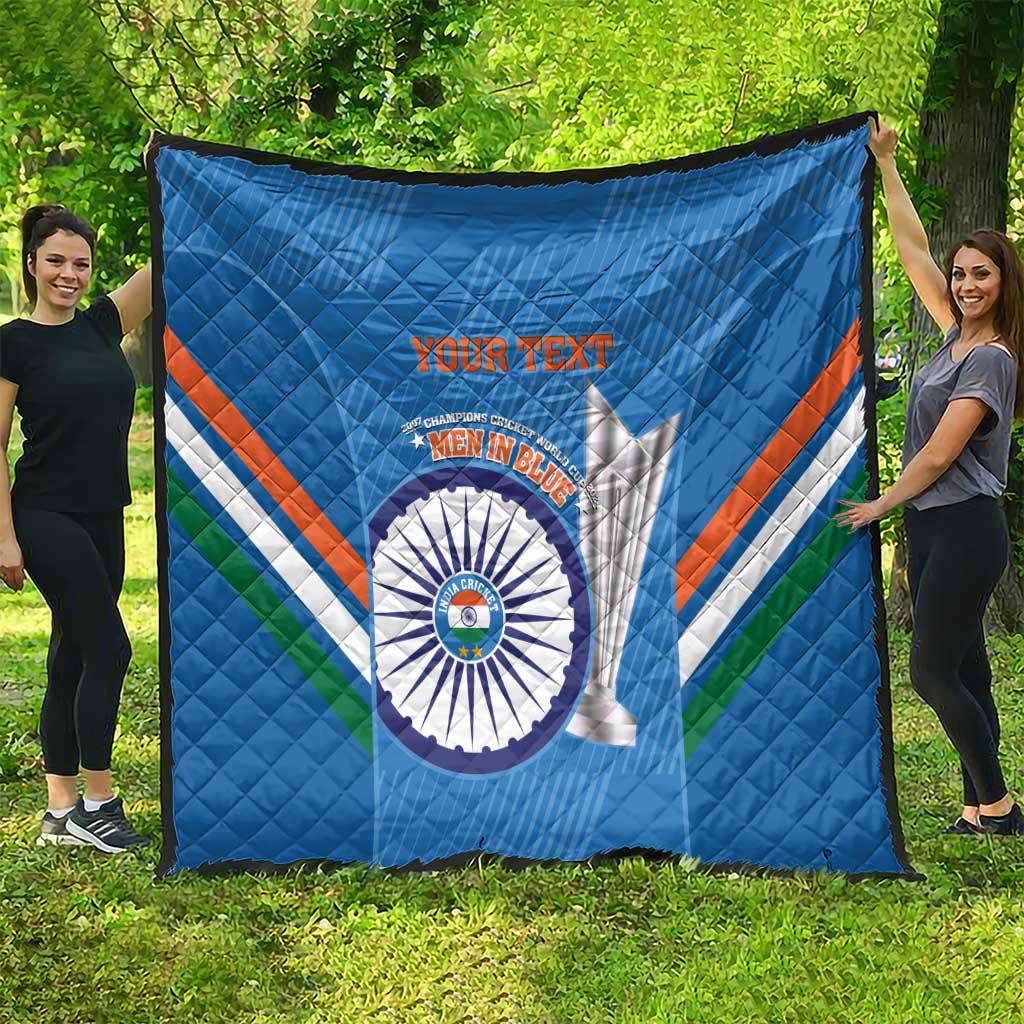 Custom India Cricket Quilt 2nd Champions World Cup Men In Blue - Wonder Print Shop