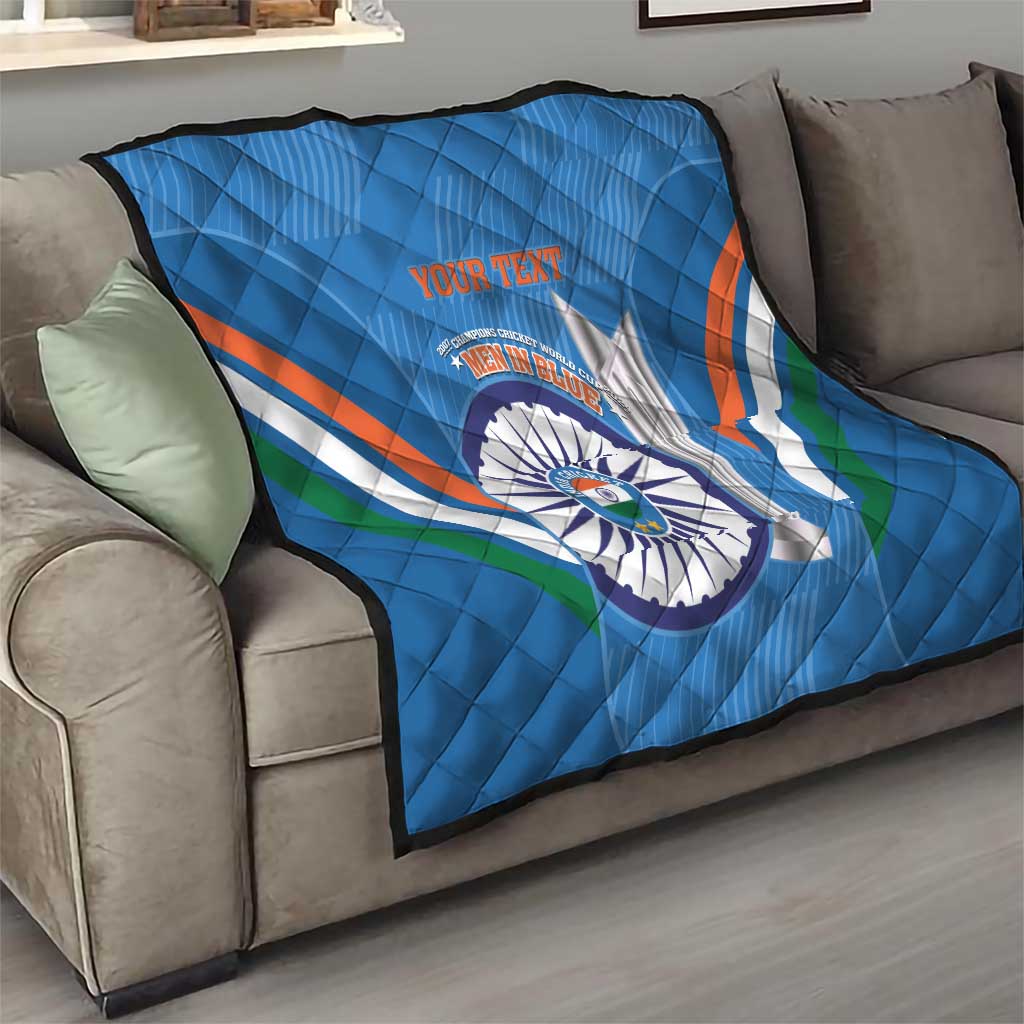 Custom India Cricket Quilt 2nd Champions World Cup Men In Blue - Wonder Print Shop