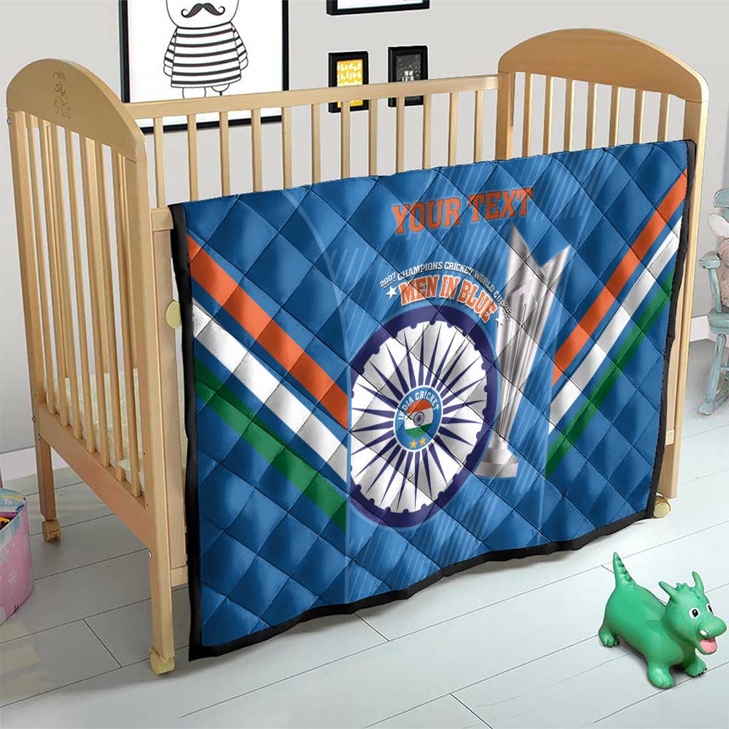 Custom India Cricket Quilt 2nd Champions World Cup Men In Blue - Wonder Print Shop