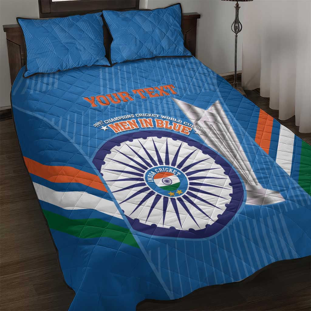 Custom India Cricket Quilt Bed Set 2nd Champions World Cup Men In Blue - Wonder Print Shop