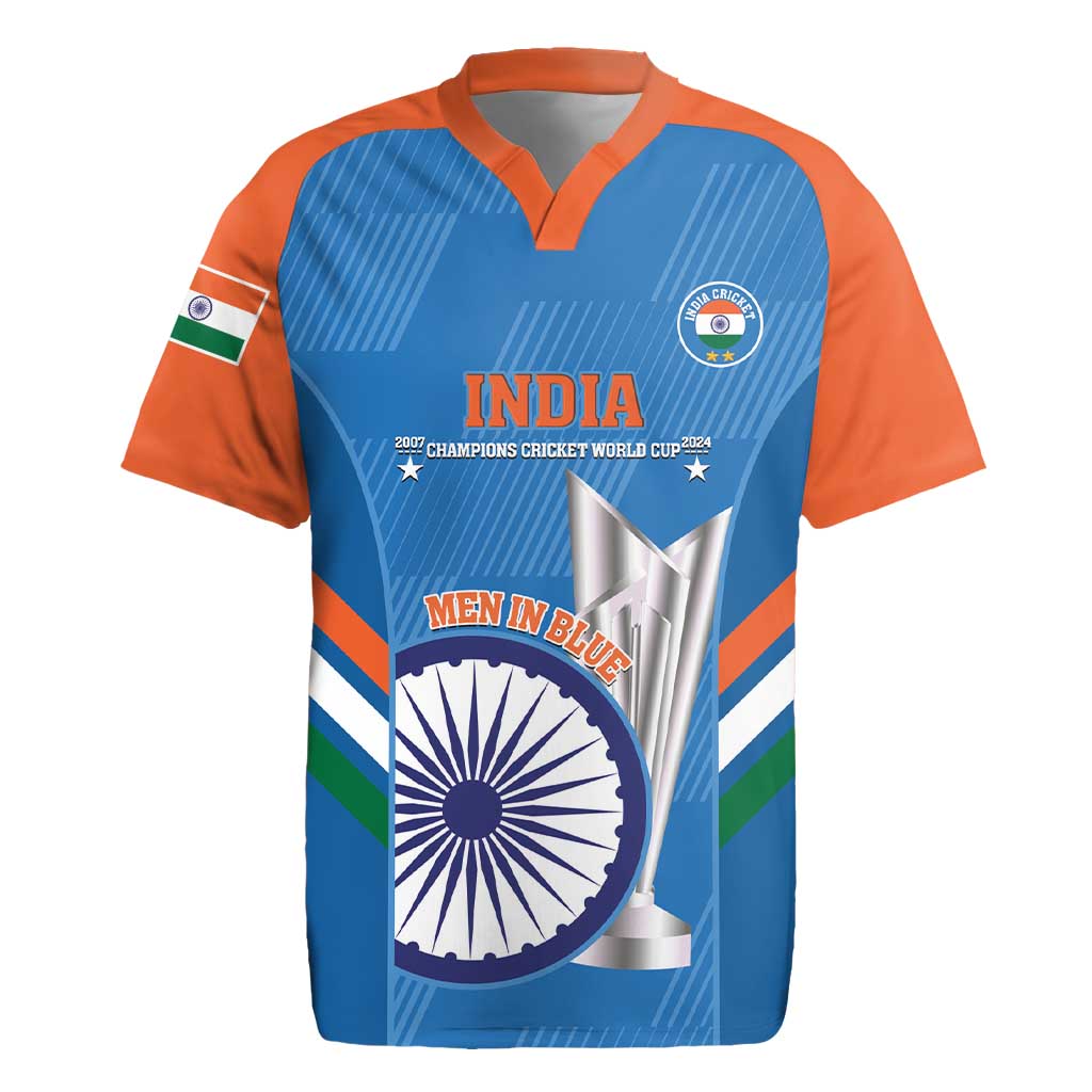 Custom India Cricket Rugby Jersey 2nd Champions World Cup Men In Blue - Wonder Print Shop