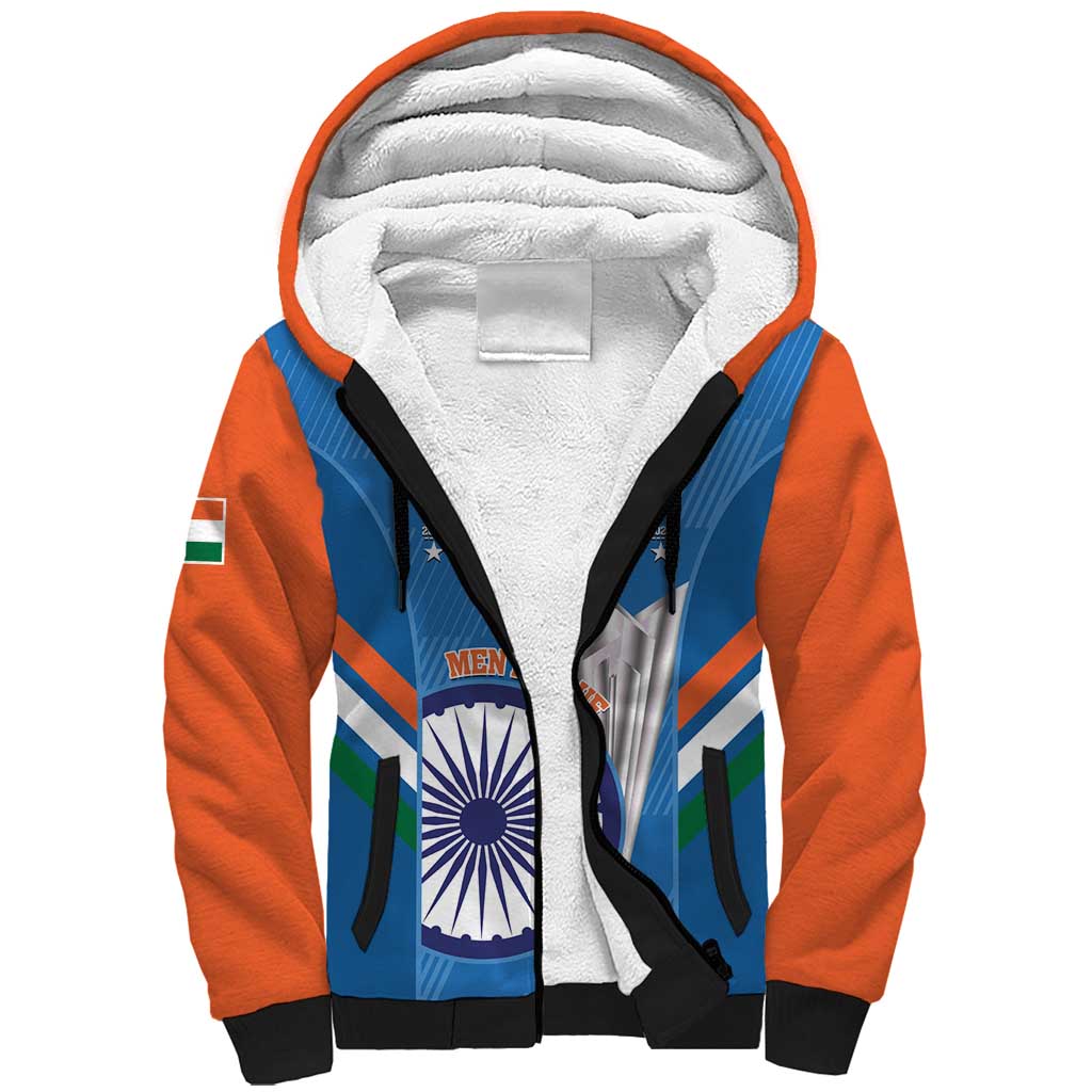 Custom India Cricket Sherpa Hoodie 2nd Champions World Cup Men In Blue - Wonder Print Shop