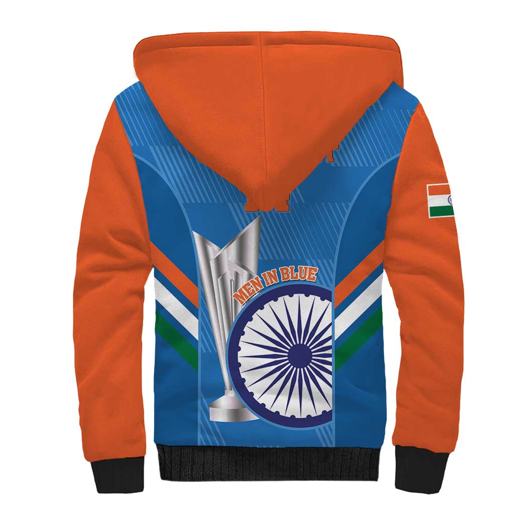 Custom India Cricket Sherpa Hoodie 2nd Champions World Cup Men In Blue - Wonder Print Shop