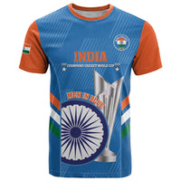 Custom India Cricket T Shirt 2nd Champions World Cup Men In Blue - Wonder Print Shop
