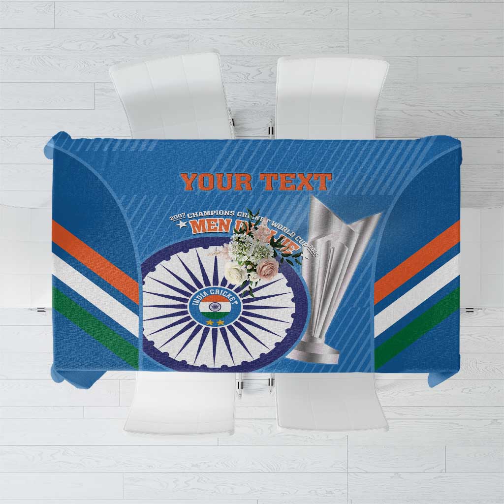 Custom India Cricket Tablecloth 2nd Champions World Cup Men In Blue - Wonder Print Shop
