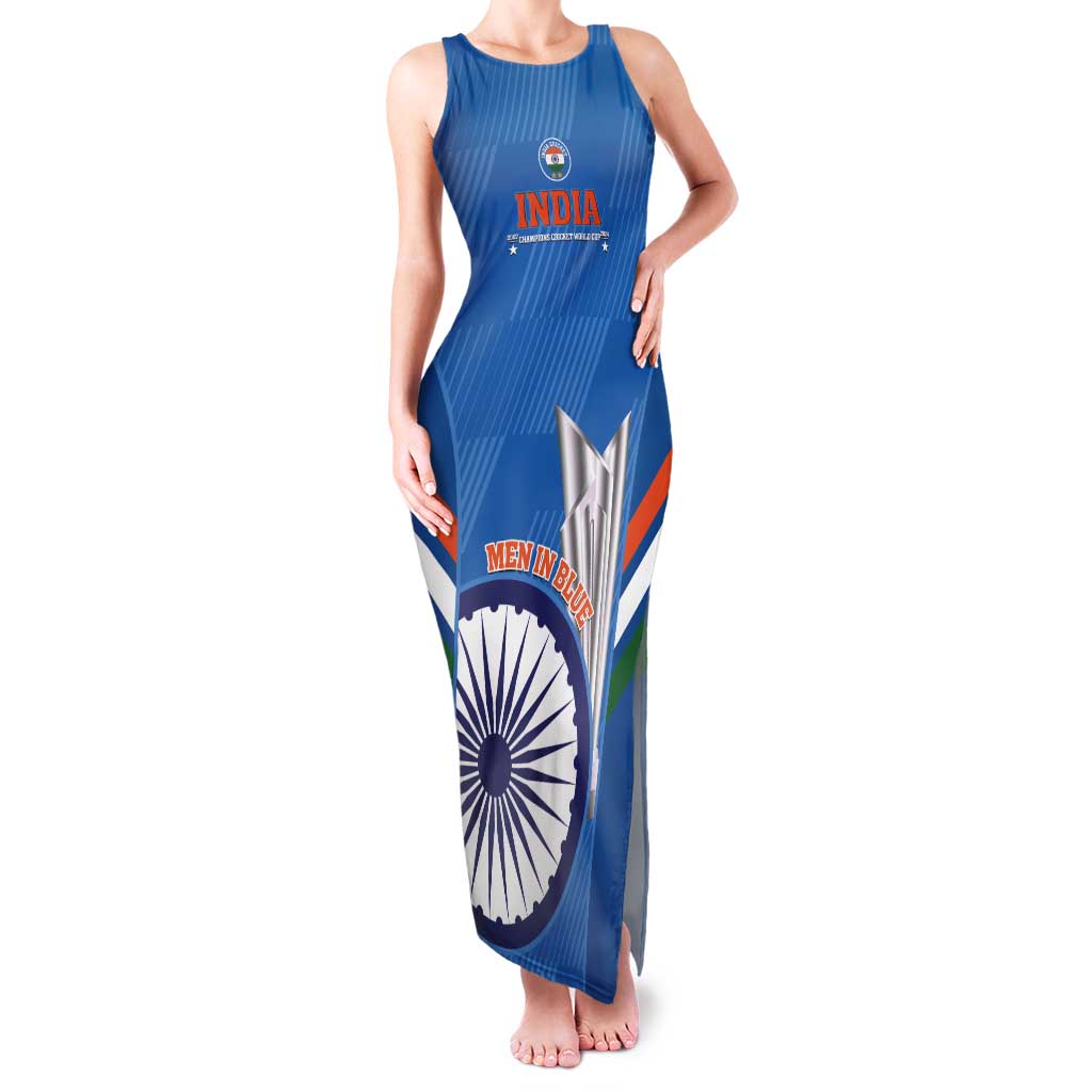 Custom India Cricket Tank Maxi Dress 2nd Champions World Cup Men In Blue - Wonder Print Shop