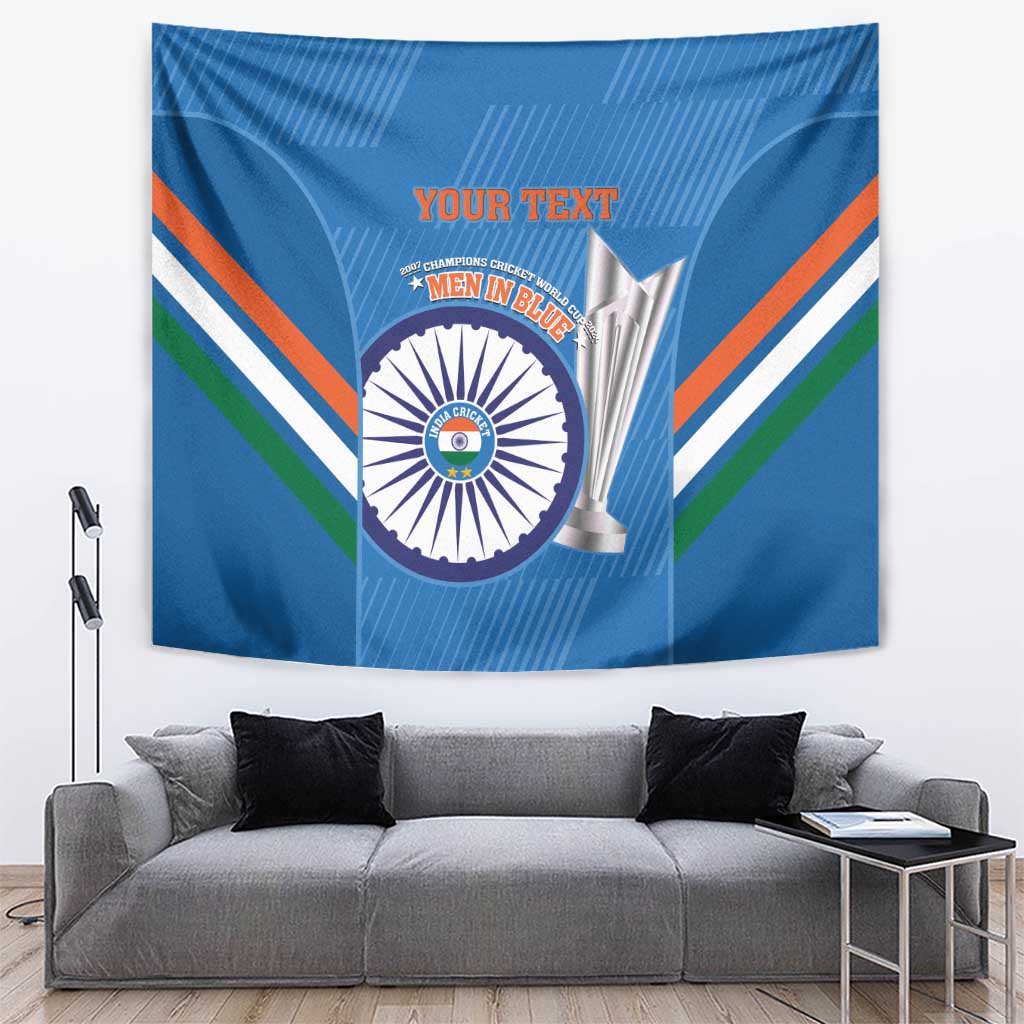 Custom India Cricket Tapestry 2nd Champions World Cup Men In Blue - Wonder Print Shop