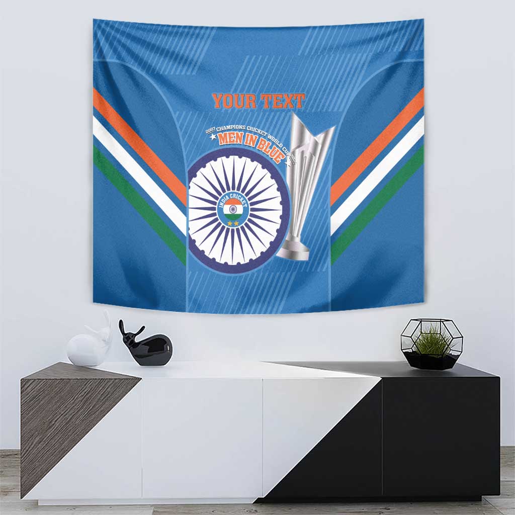 Custom India Cricket Tapestry 2nd Champions World Cup Men In Blue - Wonder Print Shop