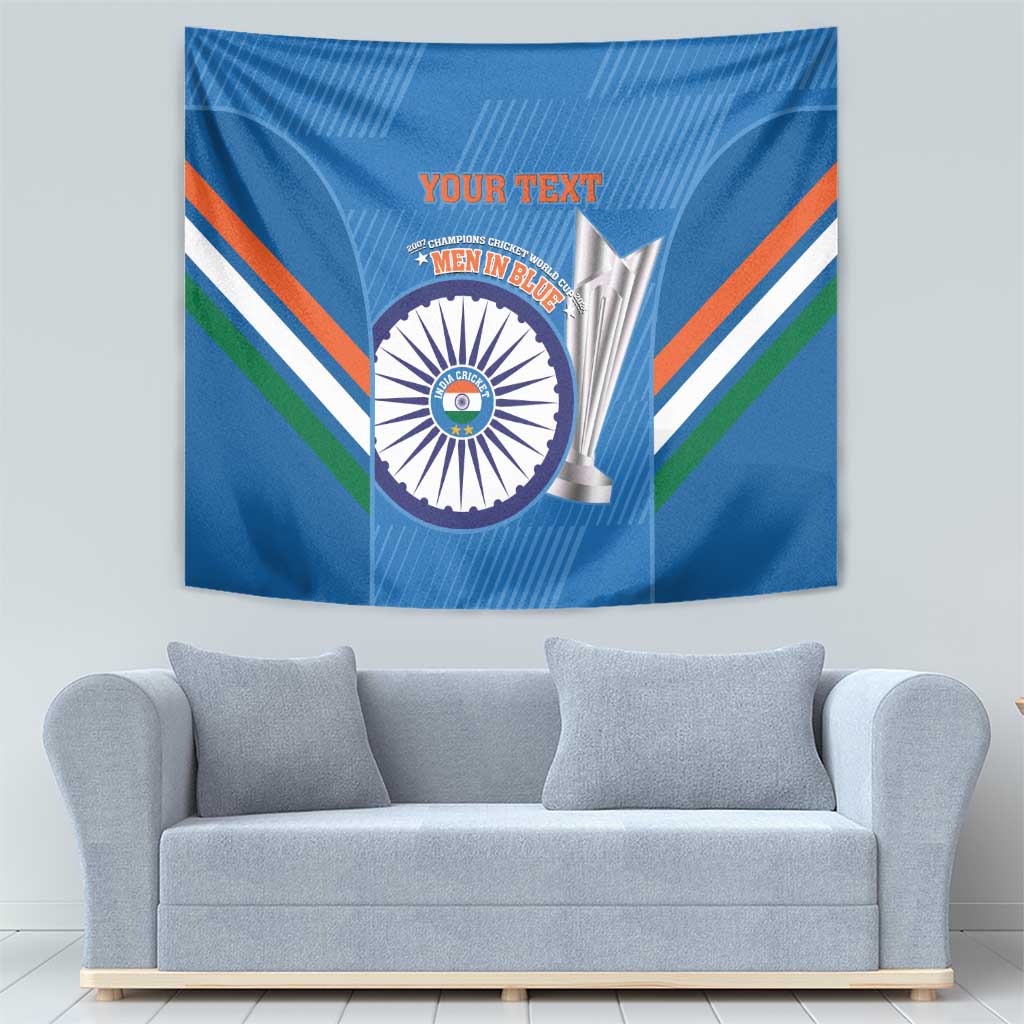 Custom India Cricket Tapestry 2nd Champions World Cup Men In Blue - Wonder Print Shop