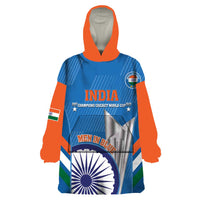 Custom India Cricket Wearable Blanket Hoodie 2nd Champions World Cup Men In Blue - Wonder Print Shop