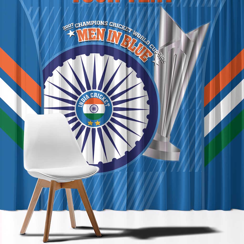 Custom India Cricket Window Curtain 2nd Champions World Cup Men In Blue - Wonder Print Shop