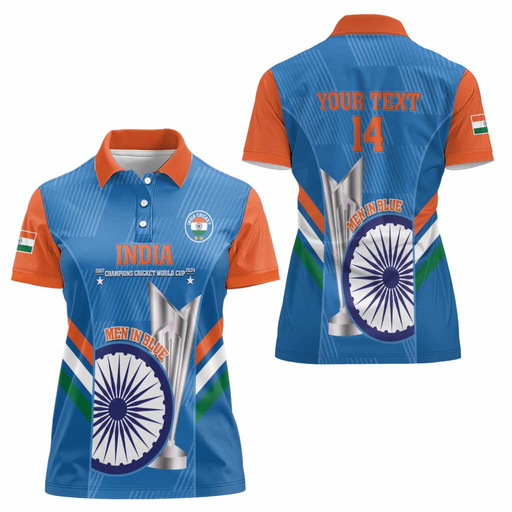 Custom India Cricket Women Polo Shirt 2nd Champions World Cup Men In Blue - Wonder Print Shop