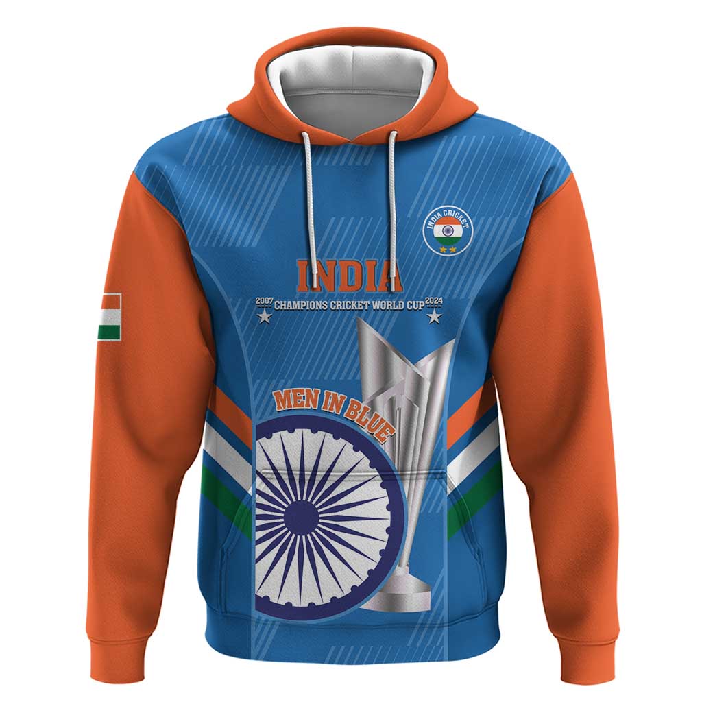 Custom India Cricket Zip Hoodie 2nd Champions World Cup Men In Blue - Wonder Print Shop