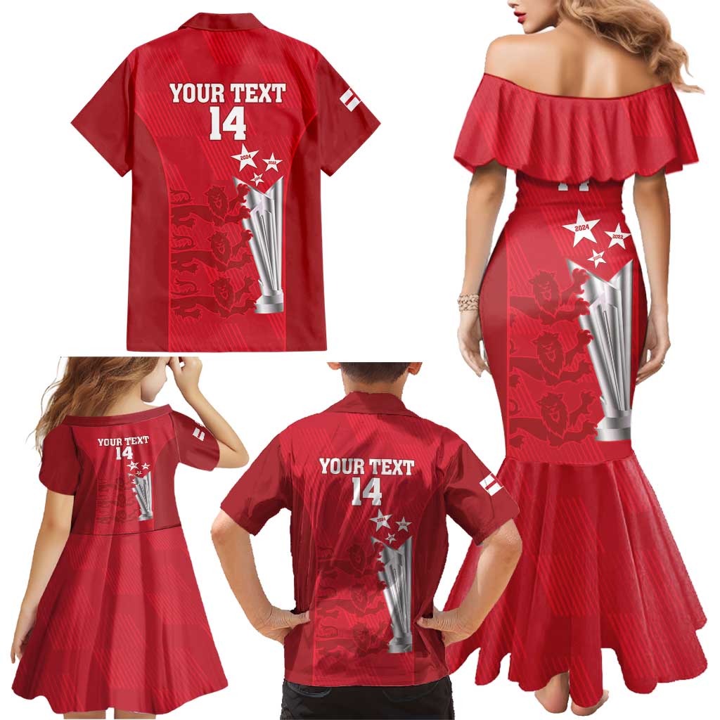 Custom England Cricket Family Matching Mermaid Dress and Hawaiian Shirt 3rd Champions World Cup Proud - Wonder Print Shop