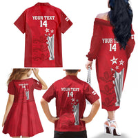 Custom England Cricket Family Matching Off The Shoulder Long Sleeve Dress and Hawaiian Shirt 3rd Champions World Cup Proud - Wonder Print Shop