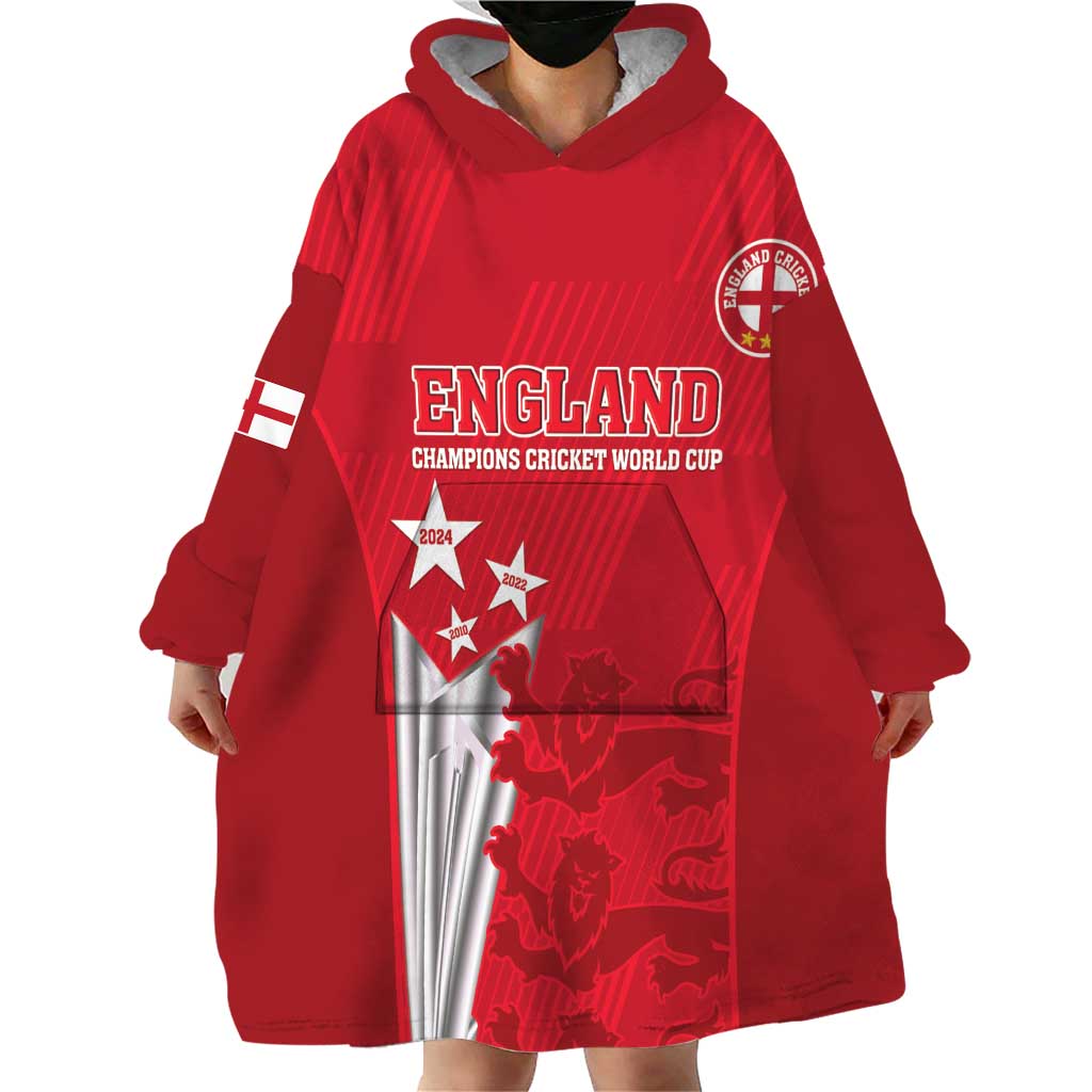 Custom England Cricket Wearable Blanket Hoodie 3rd Champions World Cup Proud - Wonder Print Shop