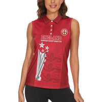 Custom England Cricket Women Sleeveless Polo Shirt 3rd Champions World Cup Proud - Wonder Print Shop