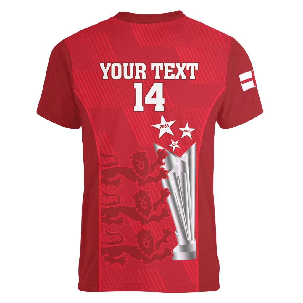 Custom England Cricket Women V-Neck T-Shirt 3rd Champions World Cup Proud - Wonder Print Shop