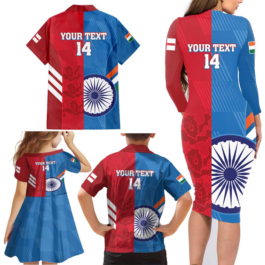 Custom India And England Cricket Family Matching Long Sleeve Bodycon Dress and Hawaiian Shirt 2024 Together Dynamic Version - Wonder Print Shop