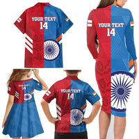 Custom India And England Cricket Family Matching Long Sleeve Bodycon Dress and Hawaiian Shirt 2024 Together Dynamic Version - Wonder Print Shop