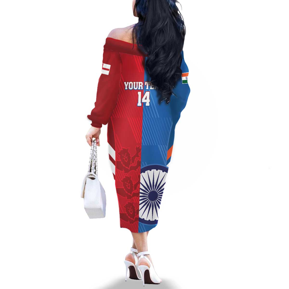 Custom India And England Cricket Family Matching Off The Shoulder Long Sleeve Dress and Hawaiian Shirt 2024 Together Dynamic Version - Wonder Print Shop