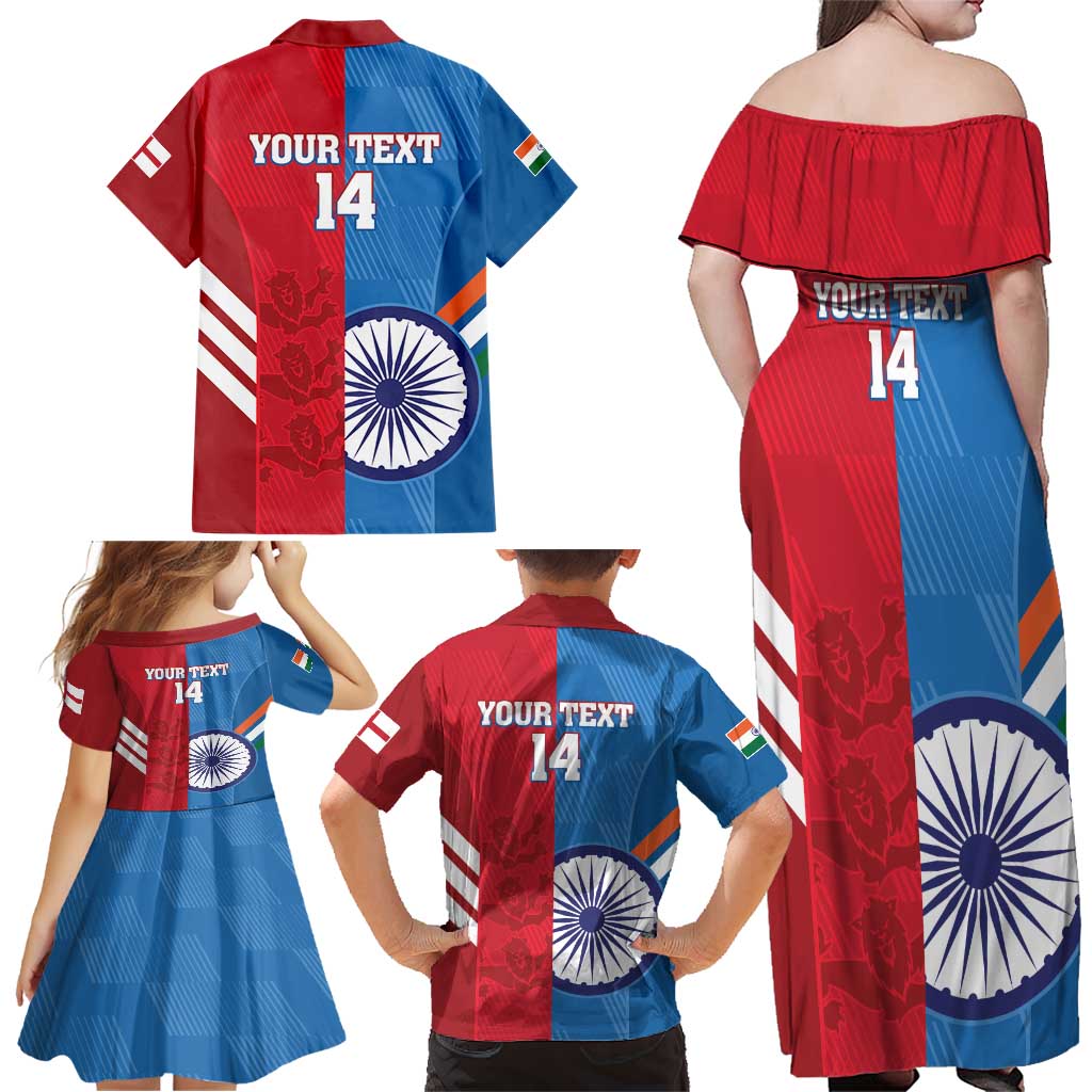 Custom India And England Cricket Family Matching Off Shoulder Maxi Dress and Hawaiian Shirt 2024 Together Dynamic Version - Wonder Print Shop