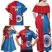 Custom India And England Cricket Family Matching Off Shoulder Maxi Dress and Hawaiian Shirt 2024 Together Dynamic Version - Wonder Print Shop