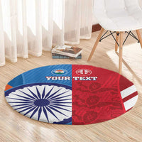 Custom India And England Cricket Round Carpet 2024 Together Dynamic Version
