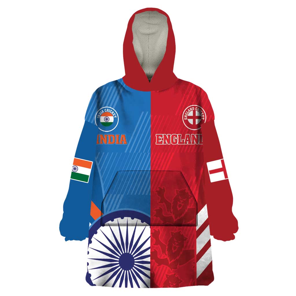 Custom India And England Cricket Wearable Blanket Hoodie 2024 Together Dynamic Version - Wonder Print Shop