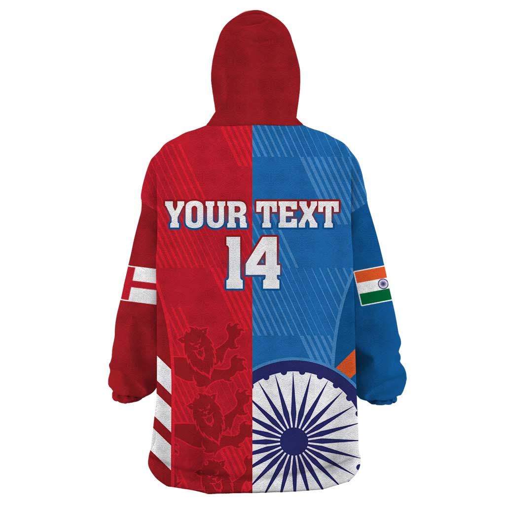 Custom India And England Cricket Wearable Blanket Hoodie 2024 Together Dynamic Version - Wonder Print Shop