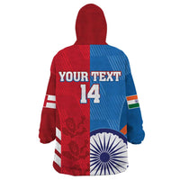 Custom India And England Cricket Wearable Blanket Hoodie 2024 Together Dynamic Version - Wonder Print Shop