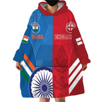 Custom India And England Cricket Wearable Blanket Hoodie 2024 Together Dynamic Version - Wonder Print Shop