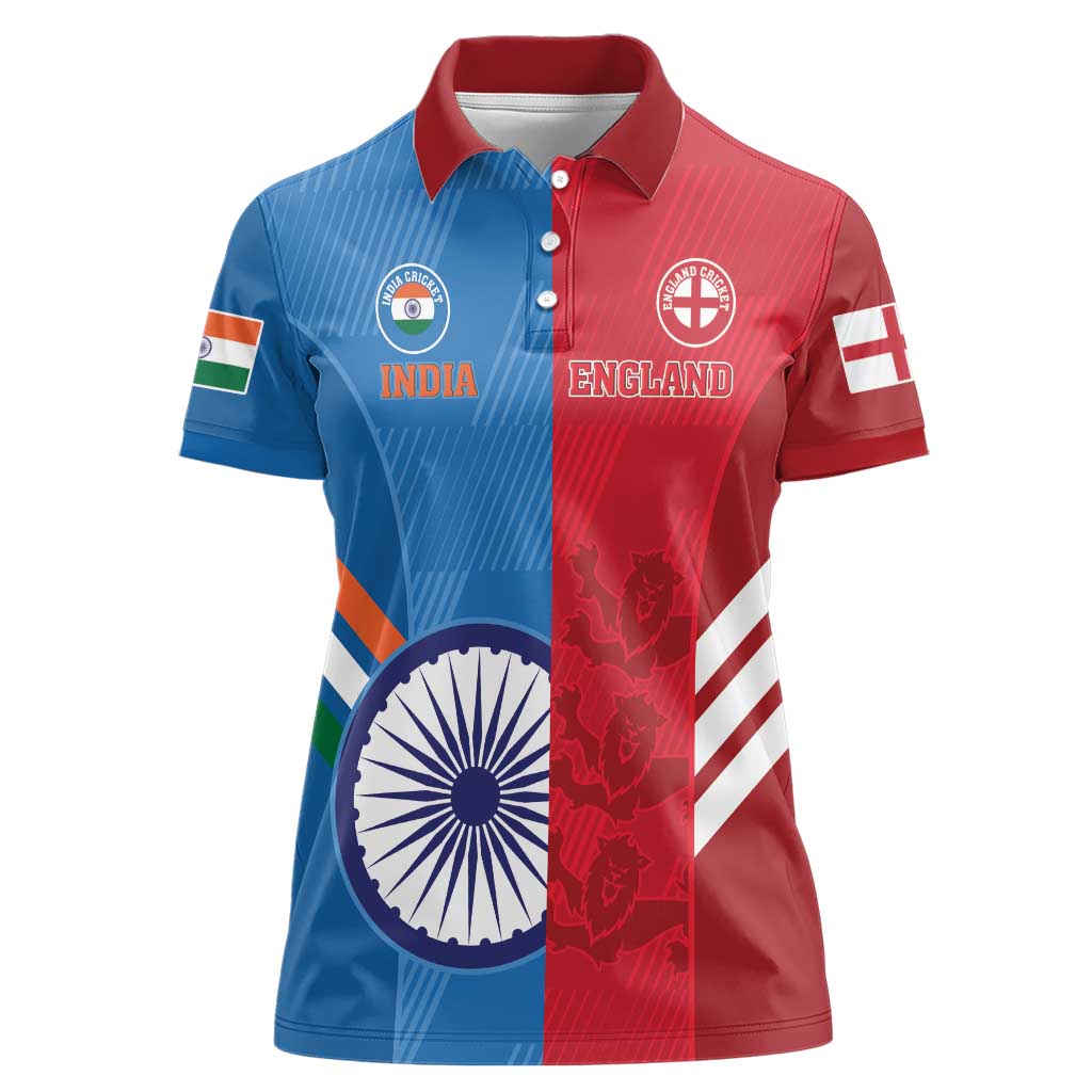 Custom India And England Cricket Women Polo Shirt 2024 Together Dynamic Version - Wonder Print Shop
