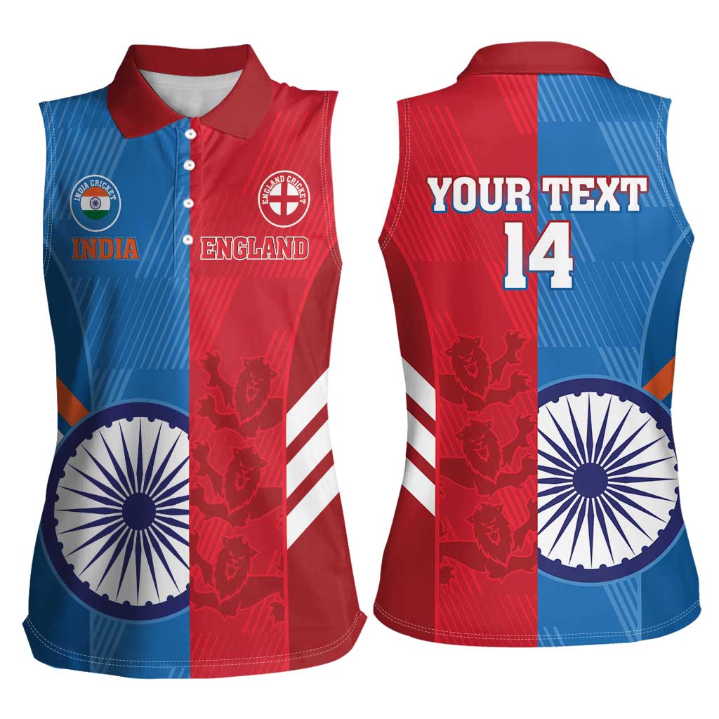 Custom India And England Cricket Women Sleeveless Polo Shirt 2024 Together Dynamic Version - Wonder Print Shop