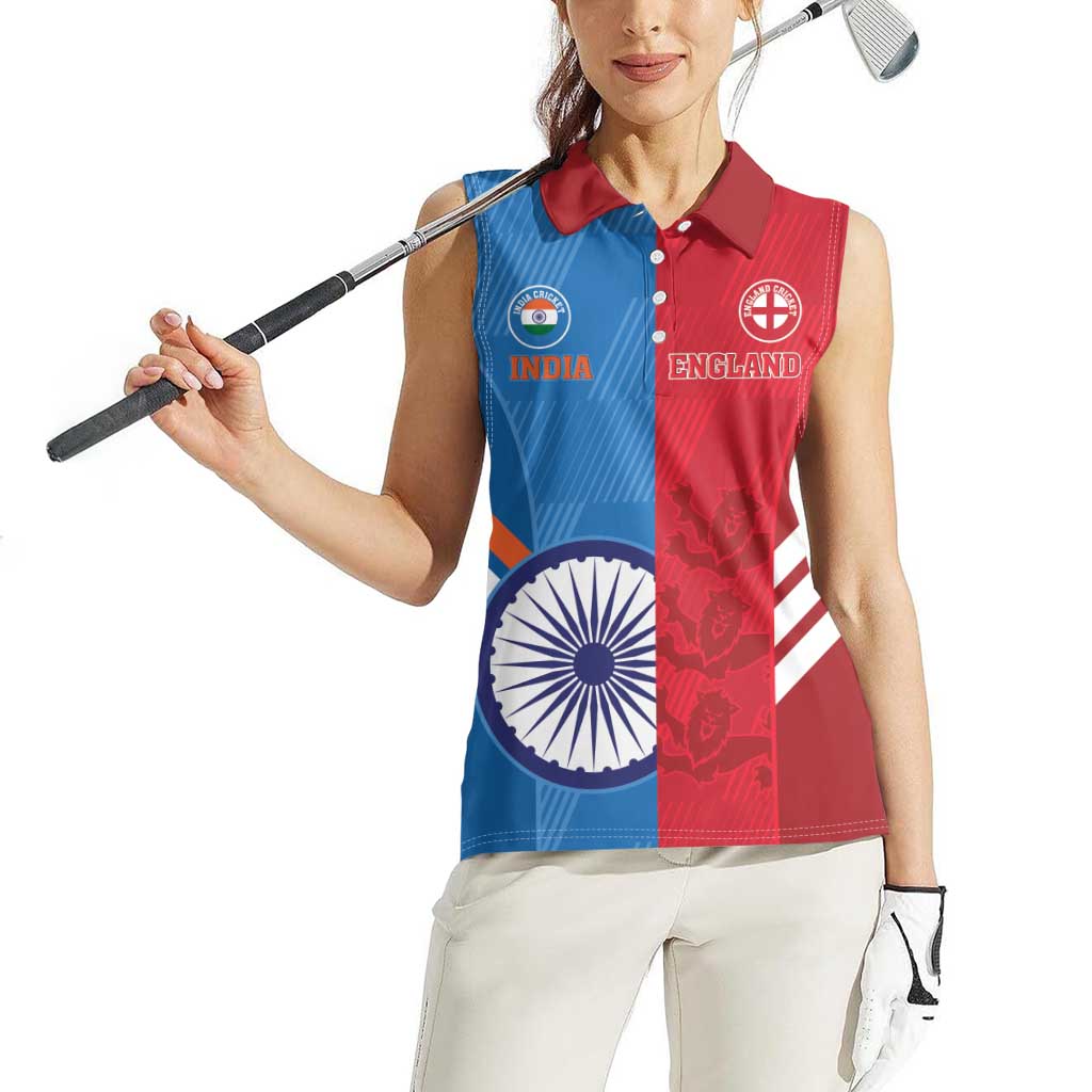Custom India And England Cricket Women Sleeveless Polo Shirt 2024 Together Dynamic Version - Wonder Print Shop