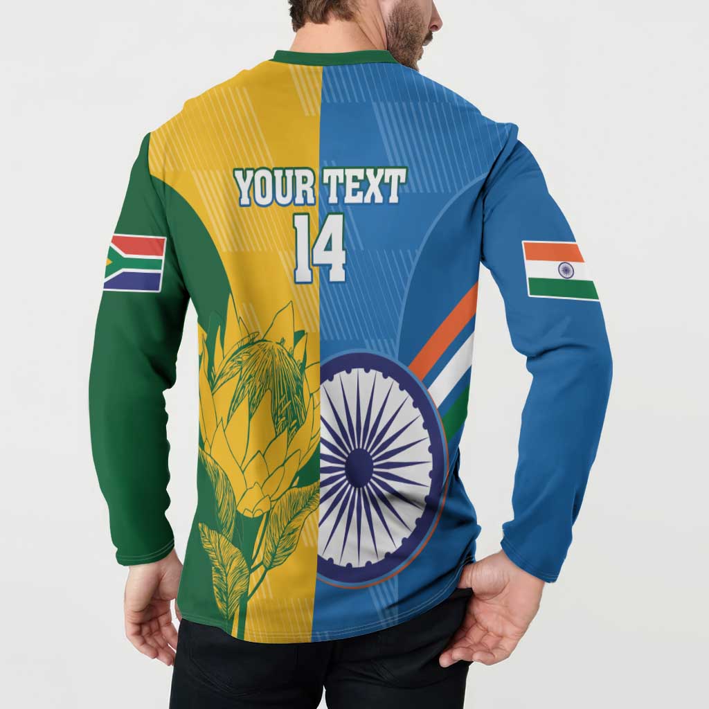 Custom India And South Africa Cricket Button Sweatshirt 2024 Together Dynamic Version - Wonder Print Shop