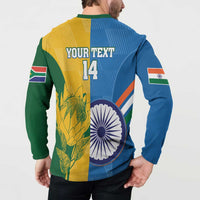 Custom India And South Africa Cricket Button Sweatshirt 2024 Together Dynamic Version - Wonder Print Shop