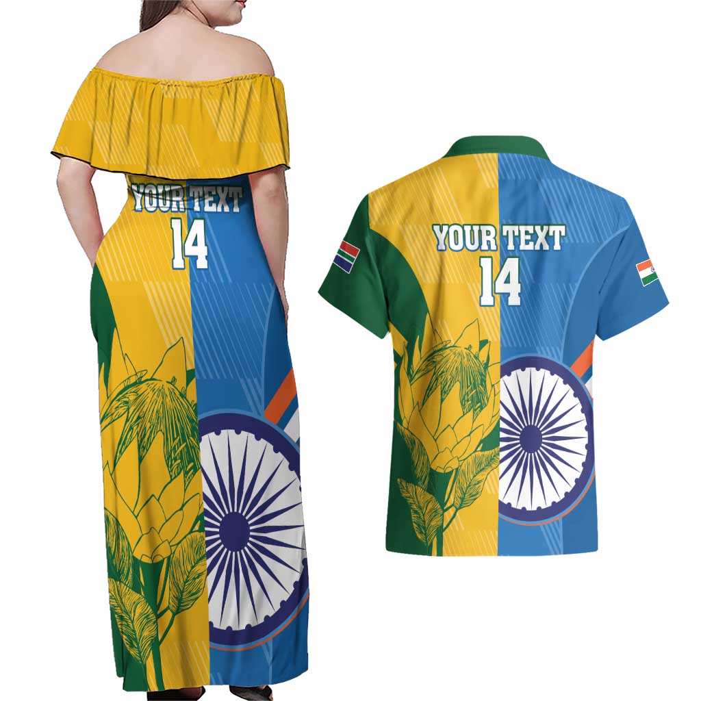 Custom India And South Africa Cricket Couples Matching Off Shoulder Maxi Dress and Hawaiian Shirt 2024 Together Dynamic Version - Wonder Print Shop