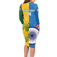 Custom India And South Africa Cricket Family Matching Long Sleeve Bodycon Dress and Hawaiian Shirt 2024 Together Dynamic Version - Wonder Print Shop