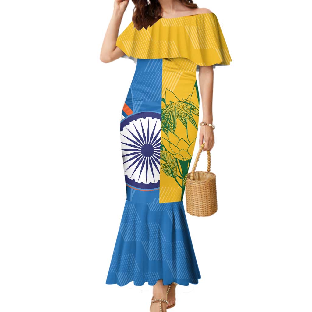 Custom India And South Africa Cricket Family Matching Mermaid Dress and Hawaiian Shirt 2024 Together Dynamic Version - Wonder Print Shop