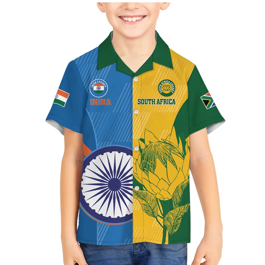 Custom India And South Africa Cricket Family Matching Mermaid Dress and Hawaiian Shirt 2024 Together Dynamic Version - Wonder Print Shop