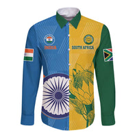 Custom India And South Africa Cricket Long Sleeve Button Shirt 2024 Together Dynamic Version - Wonder Print Shop