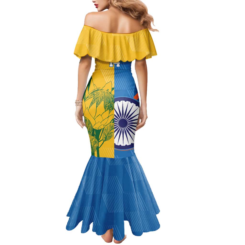 Custom India And South Africa Cricket Mermaid Dress 2024 Together Dynamic Version - Wonder Print Shop