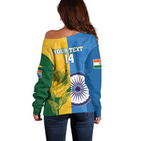 Custom India And South Africa Cricket Off Shoulder Sweater 2024 Together Dynamic Version - Wonder Print Shop
