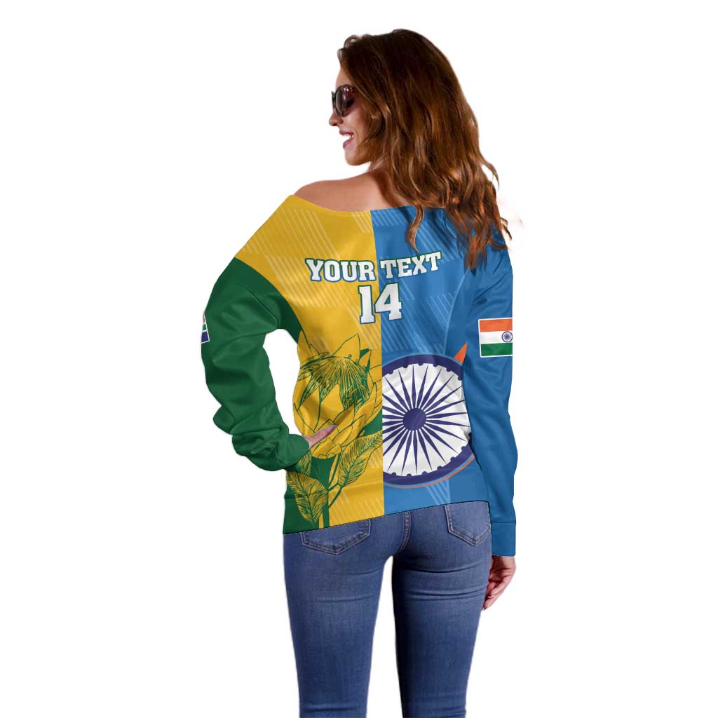 Custom India And South Africa Cricket Off Shoulder Sweater 2024 Together Dynamic Version - Wonder Print Shop