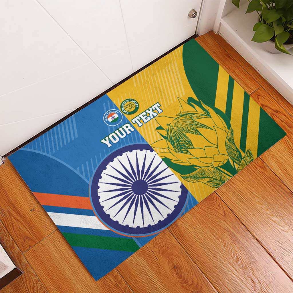 Custom India And South Africa Cricket Rubber Doormat 2024 Together Dynamic Version - Wonder Print Shop